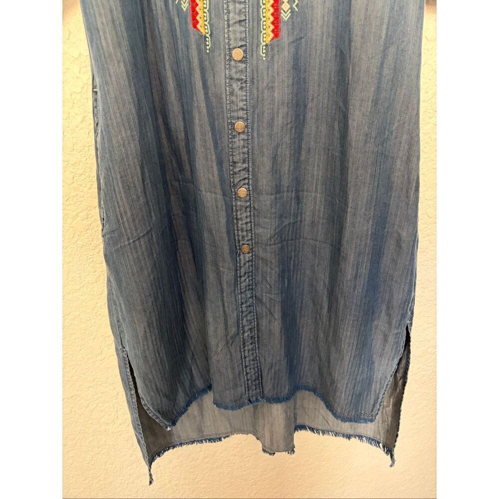 Overland Carly Embroidered Tencel Shirt Dress in River Blue Size XS - Picture 8 of 12